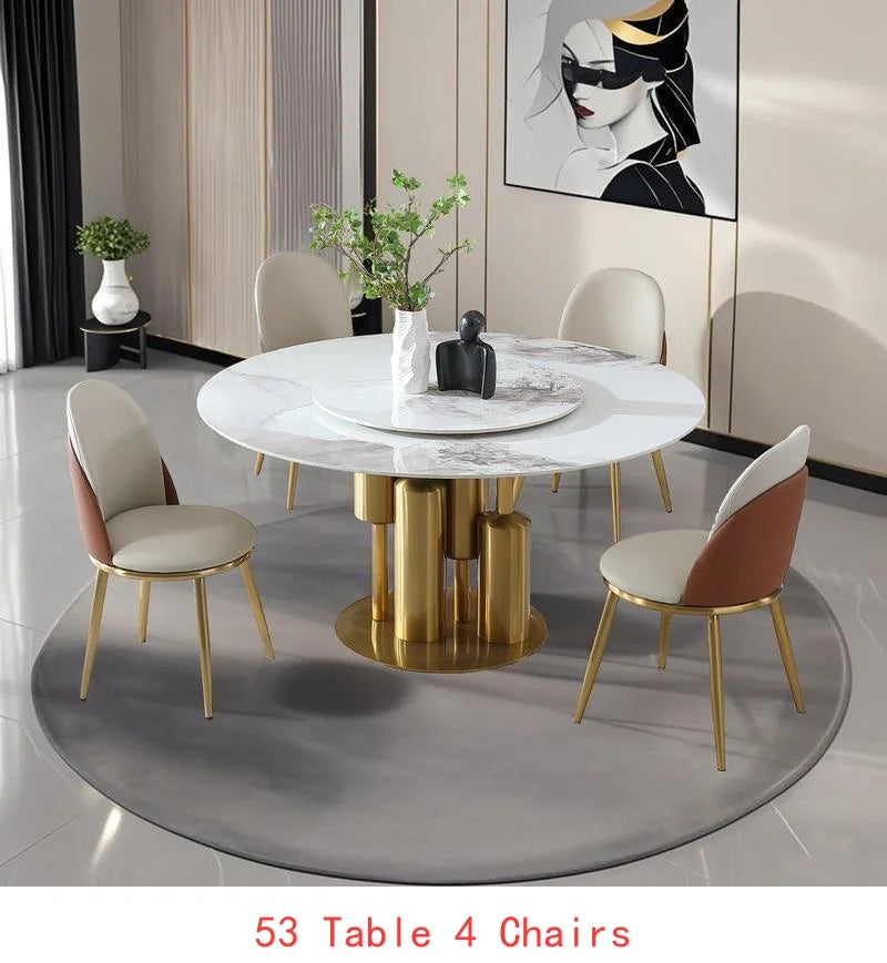 Modern Round Marble Dining Table With Lazy Susan Sintered Stone