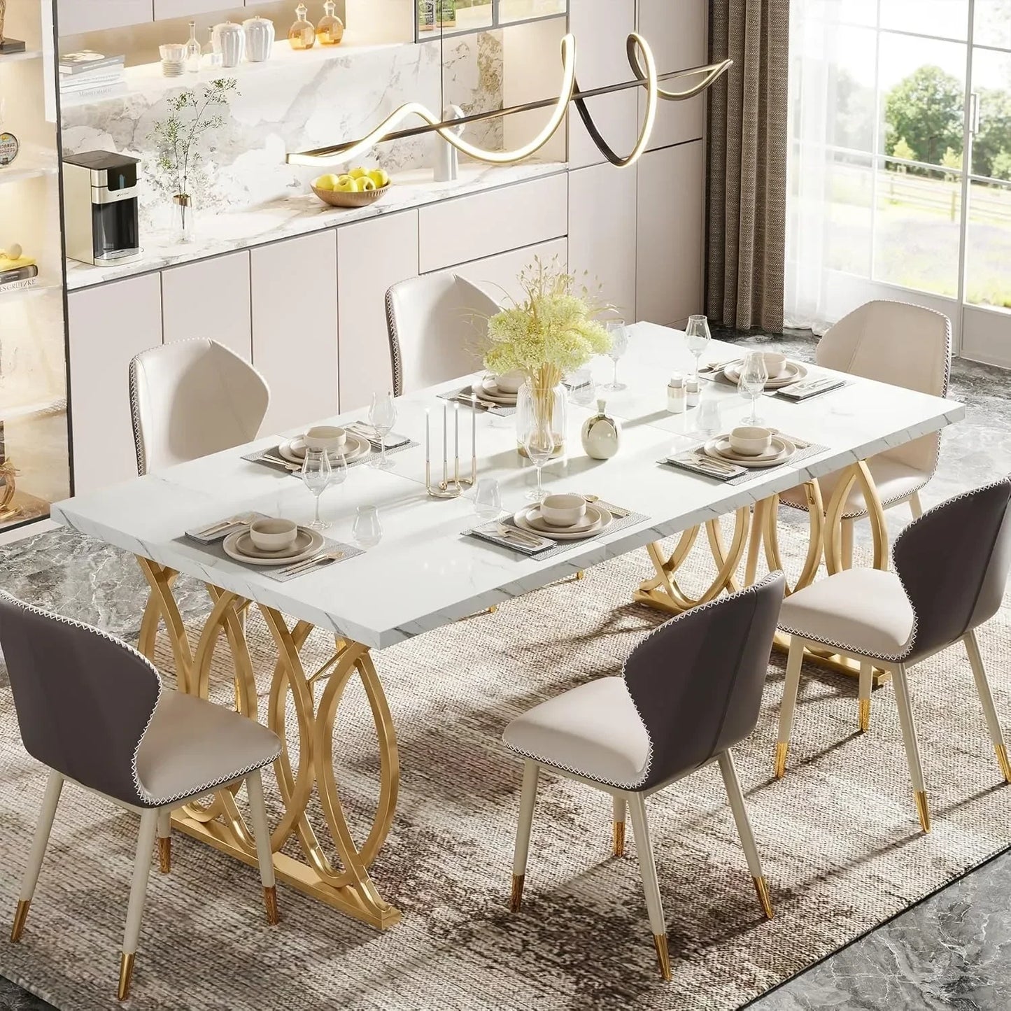 LITTLE TREE Modern Dining Table for Kitchen and Dining Room