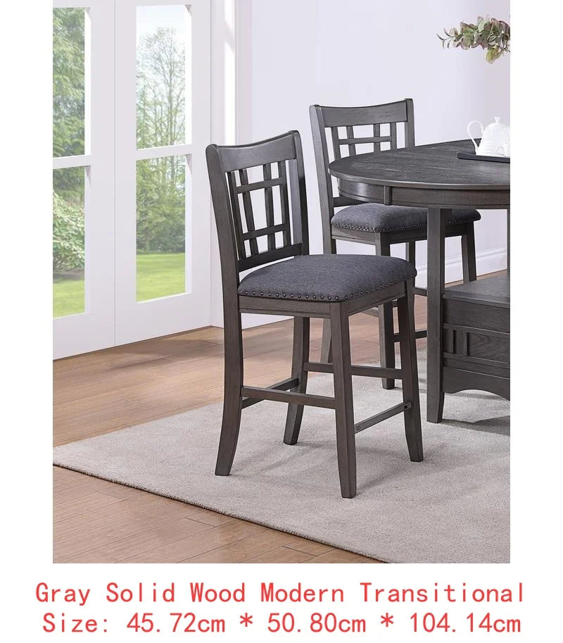 Contemporary Counter Height Dining Set With Round Table And Leaf