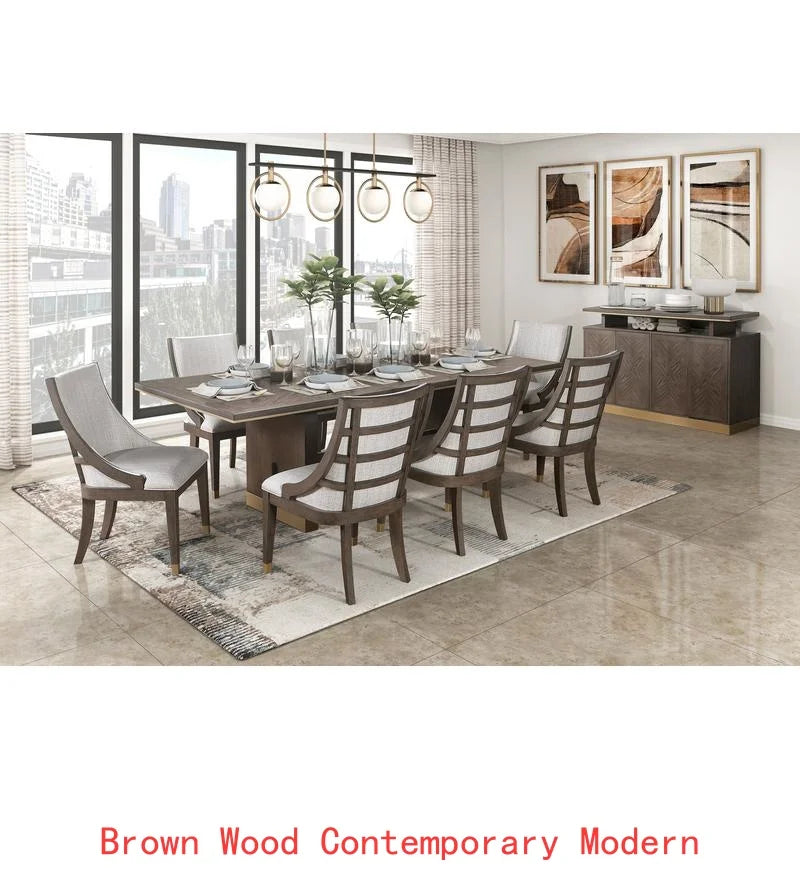 Modern Dining Set With Extension Table And Upholstered Armchairs