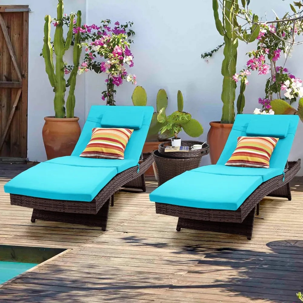 Sundale Outdoor Wicker Chaise Lounge Chair Set of 2