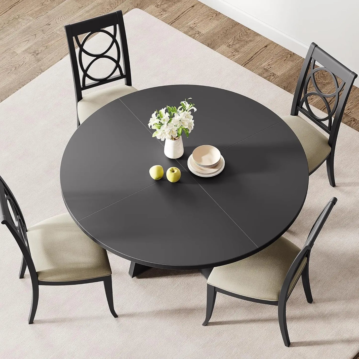 HobbyLane Rustic Round Dining Table for 4-6 People