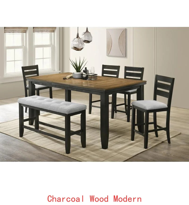 Contemporary 6-Piece Dining Set With Extendable Table And Upholstered Chairs