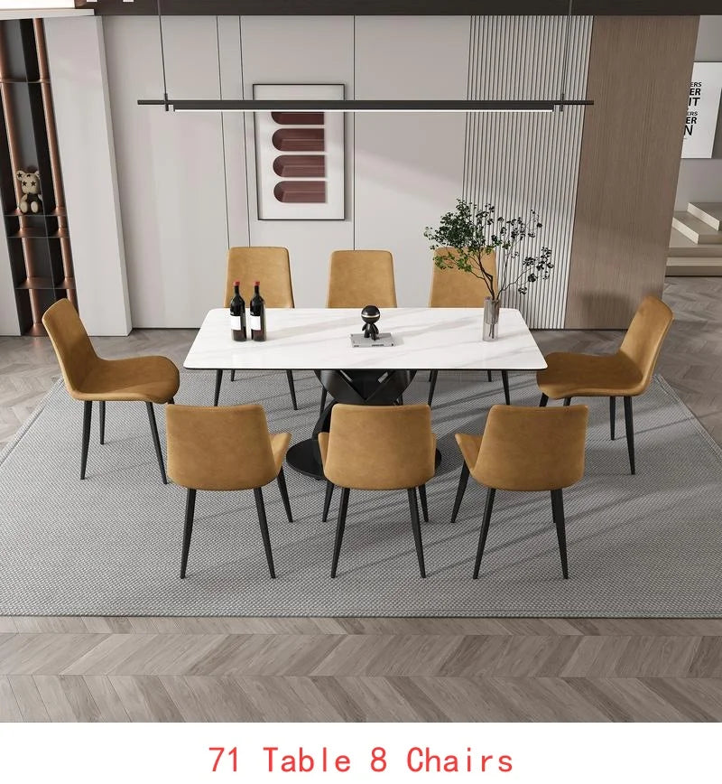 Sintered Stone Top Dining Table With Carbon Steel Base