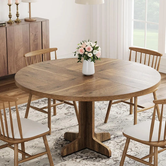 Studyset Round Farmhouse Dining Table For Four With Stable Base
