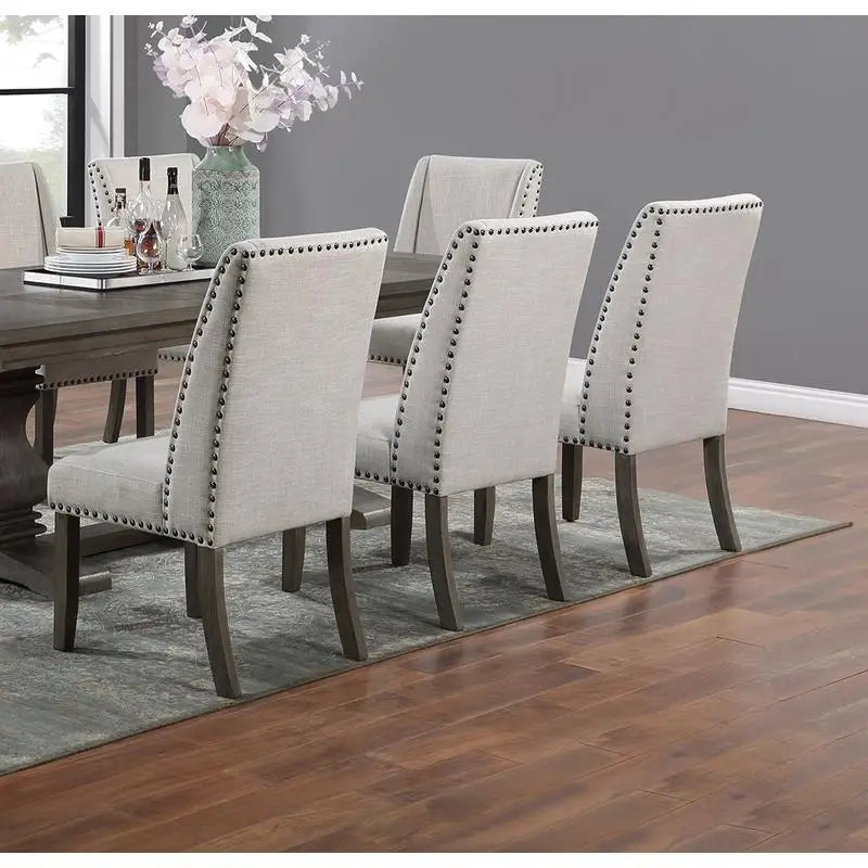 Traditional Dining Set With Leaf And Wingback Cushioned Chairs