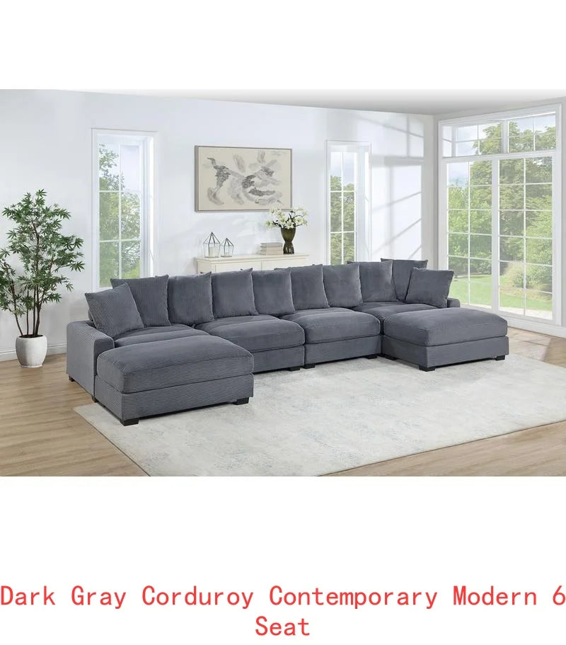 Contemporary 6-Piece Modular Sectional Sofa Set LAF And RAF Chairs