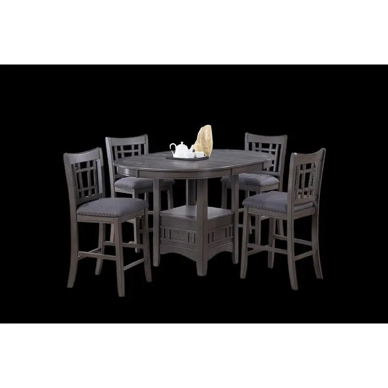 Contemporary Counter Height Dining Set With Round Table And Leaf