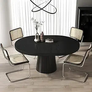 Extendable Round Dining Table With Pedestal Base For 4-6
