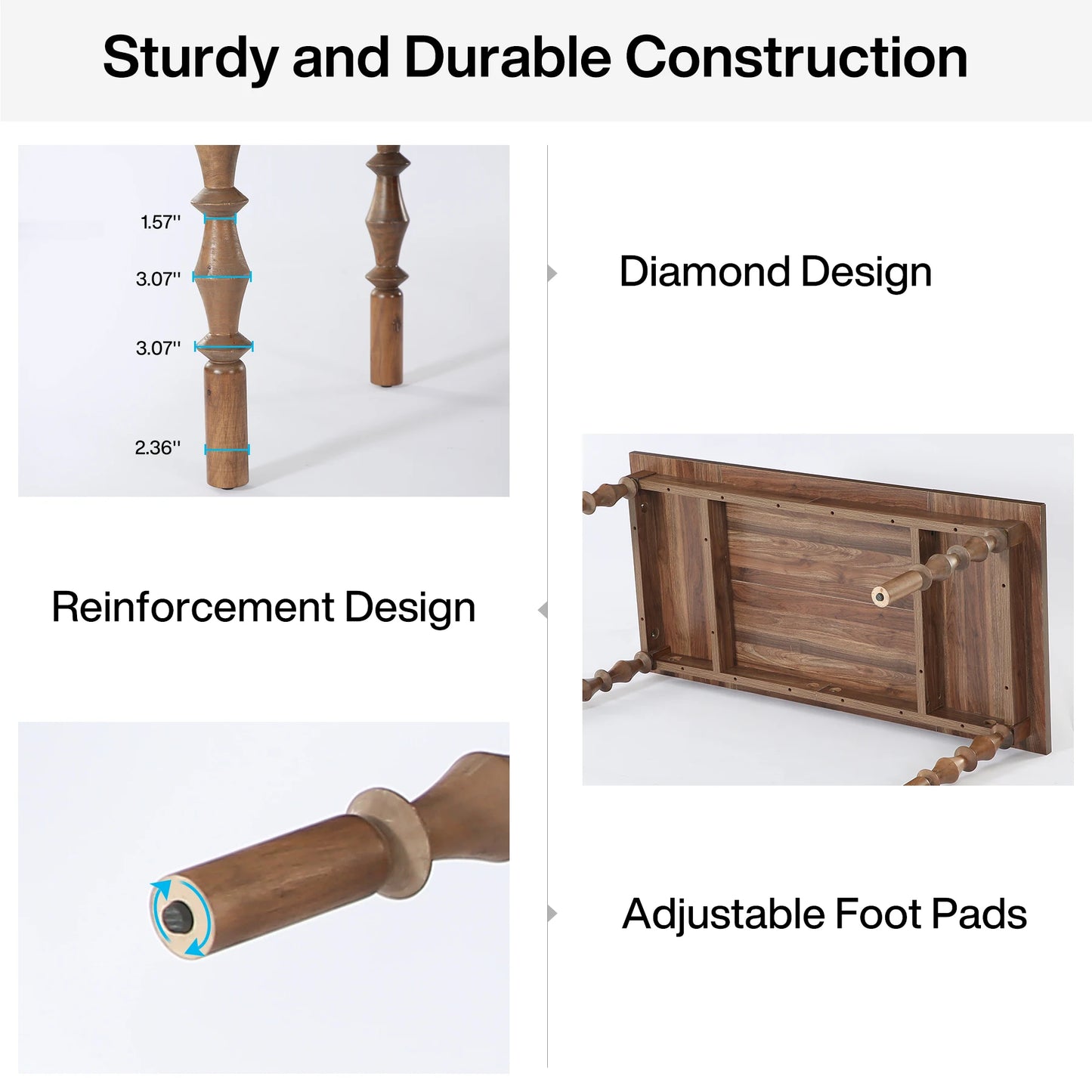 Tribesigns Farmhouse Wood Patio Table For Indoor Outdoor Dining