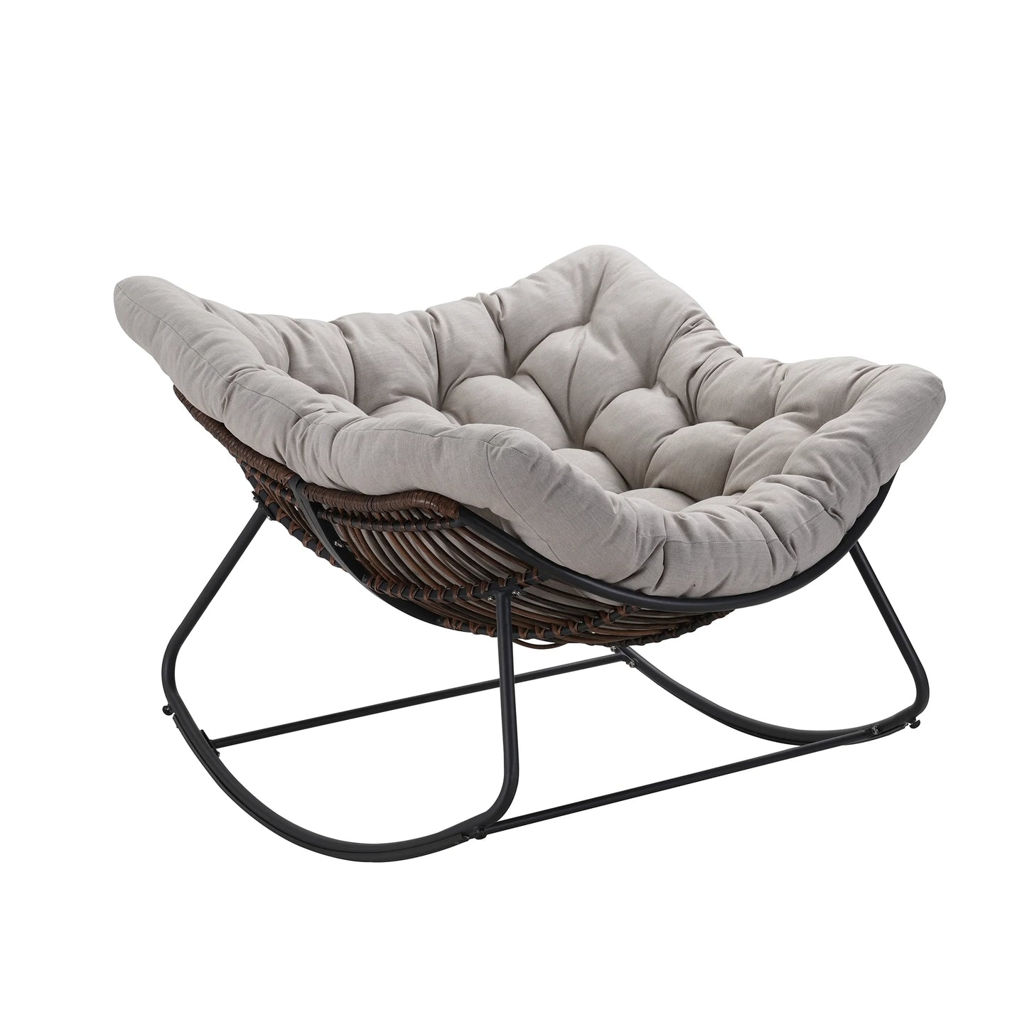 Outdoor Rocking Chair Patio Wicker Egg Chair With Cushion