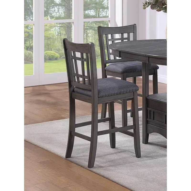 Contemporary Counter Height Dining Set With Round Table And Leaf