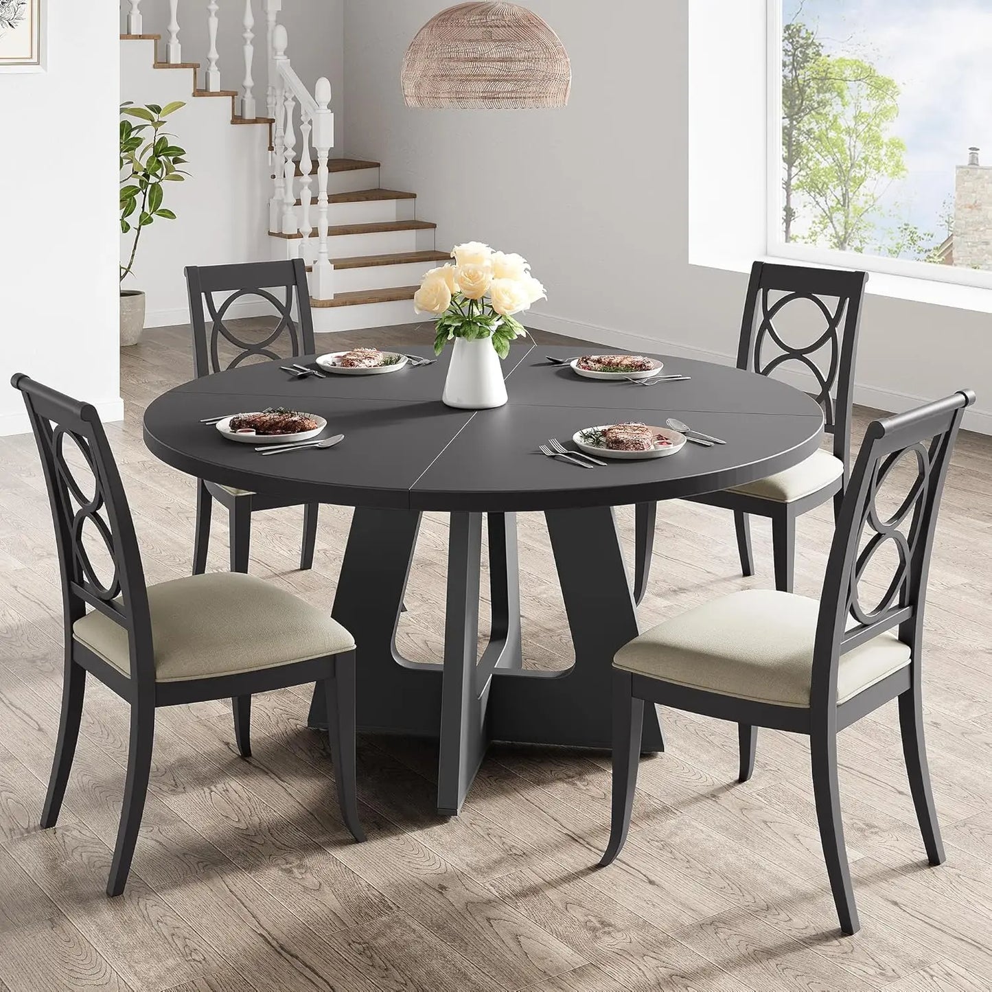HobbyLane Rustic Round Dining Table for 4-6 People