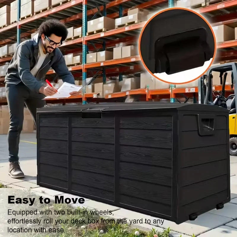 Outdoor Deck Box With Lockable Lid And Heavy Hinged Door