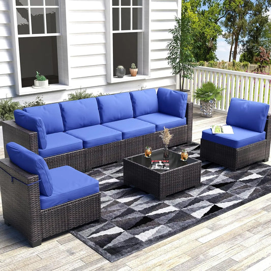 HobbyLane Seven Piece Modular Outdoor Rattan Furniture Set