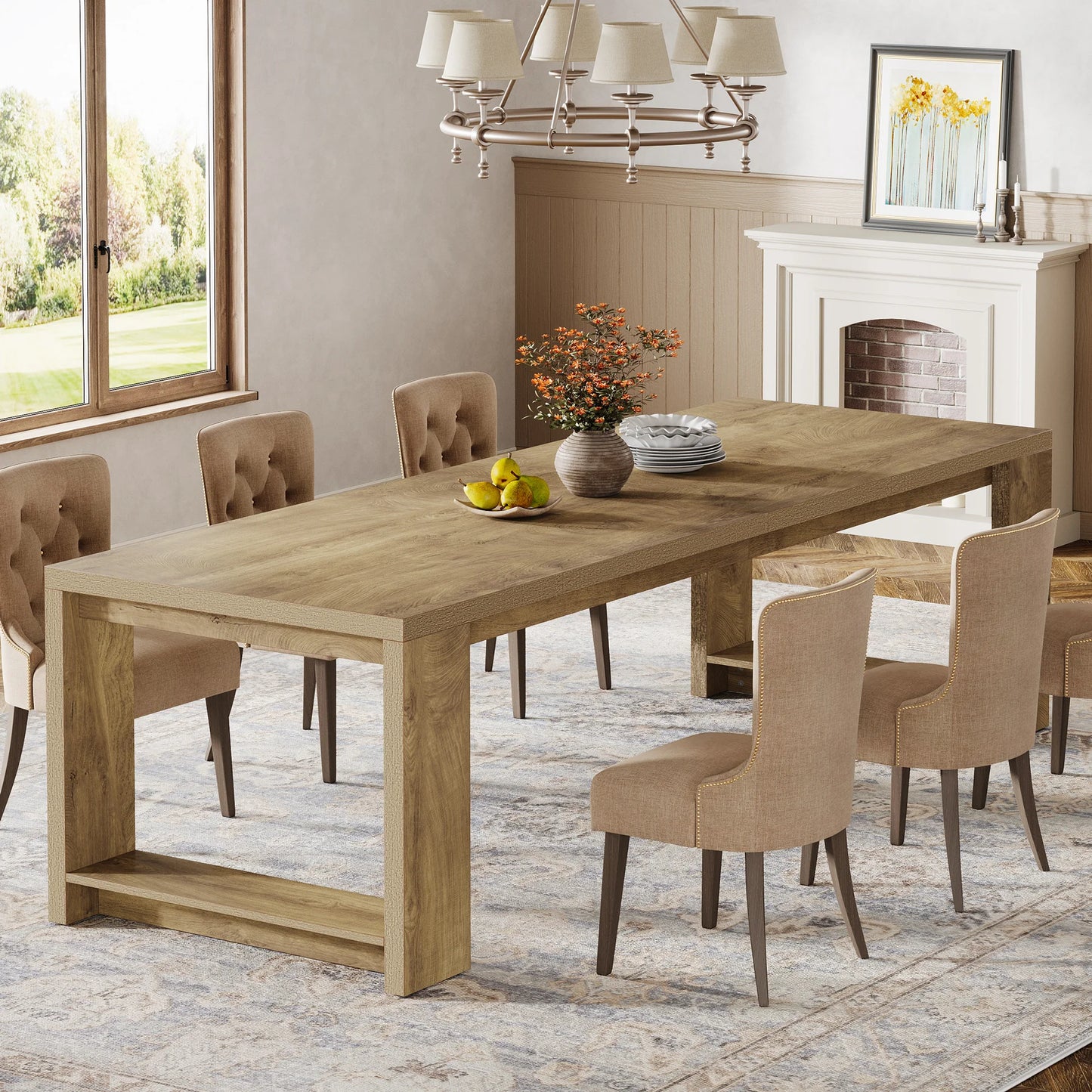 Tribesigns Modern Dining Table With Durable Pedestal Base