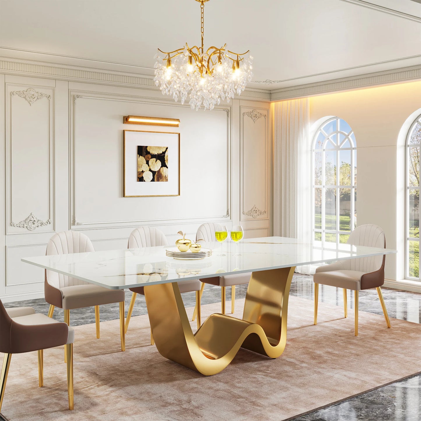 Tribesigns Sintered Stone Dining Table Modern Rectangle