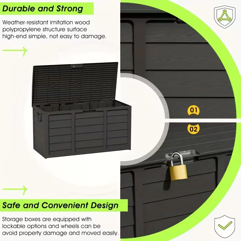 Outdoor Deck Box With Lockable Lid And Heavy Hinged Door