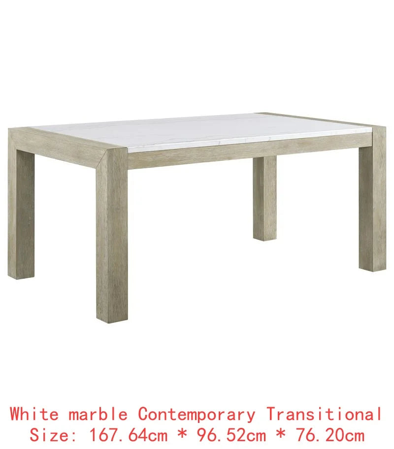 Contemporary 7 Piece Dining Set With Faux Marble Table