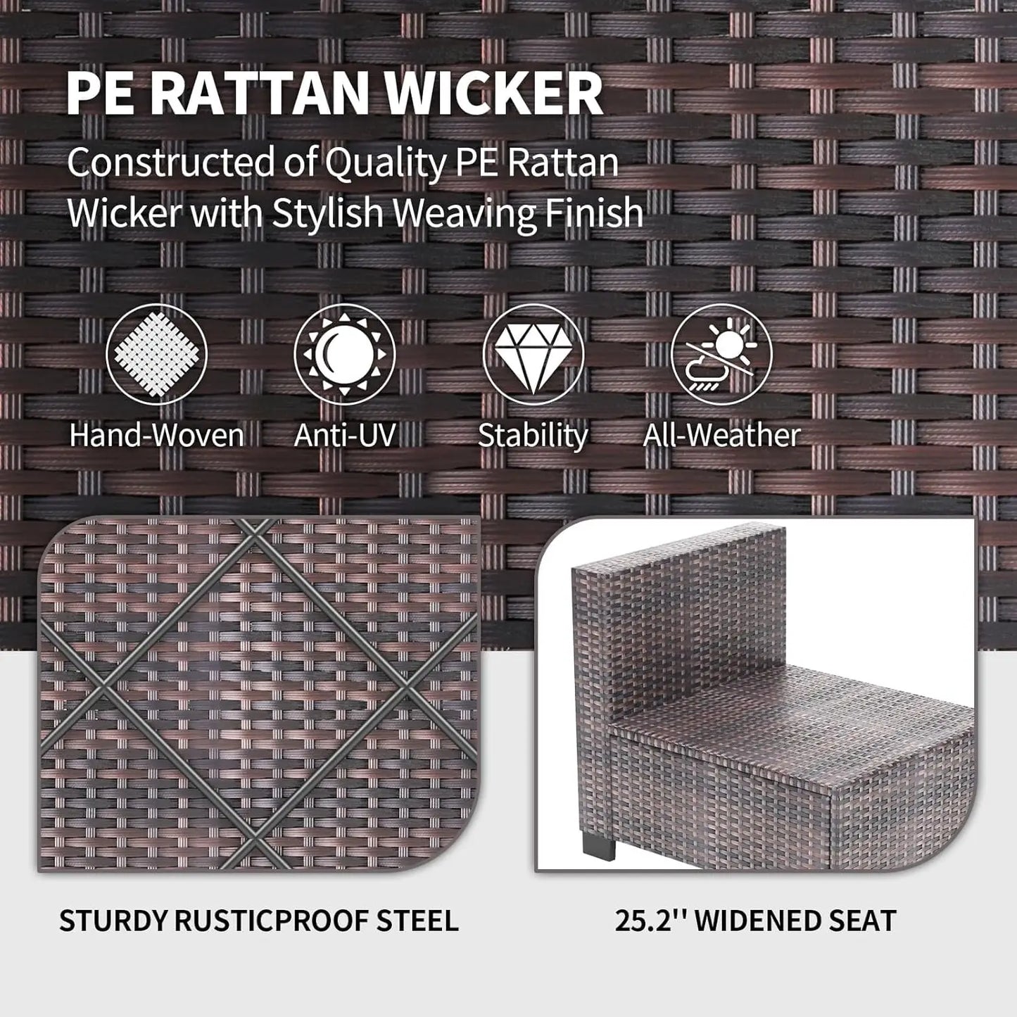 HobbyLane Seven Piece Modular Outdoor Rattan Furniture Set