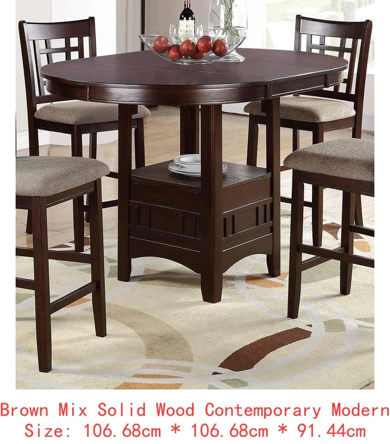 Contemporary Counter Height Dining Set With Round Table And Leaf