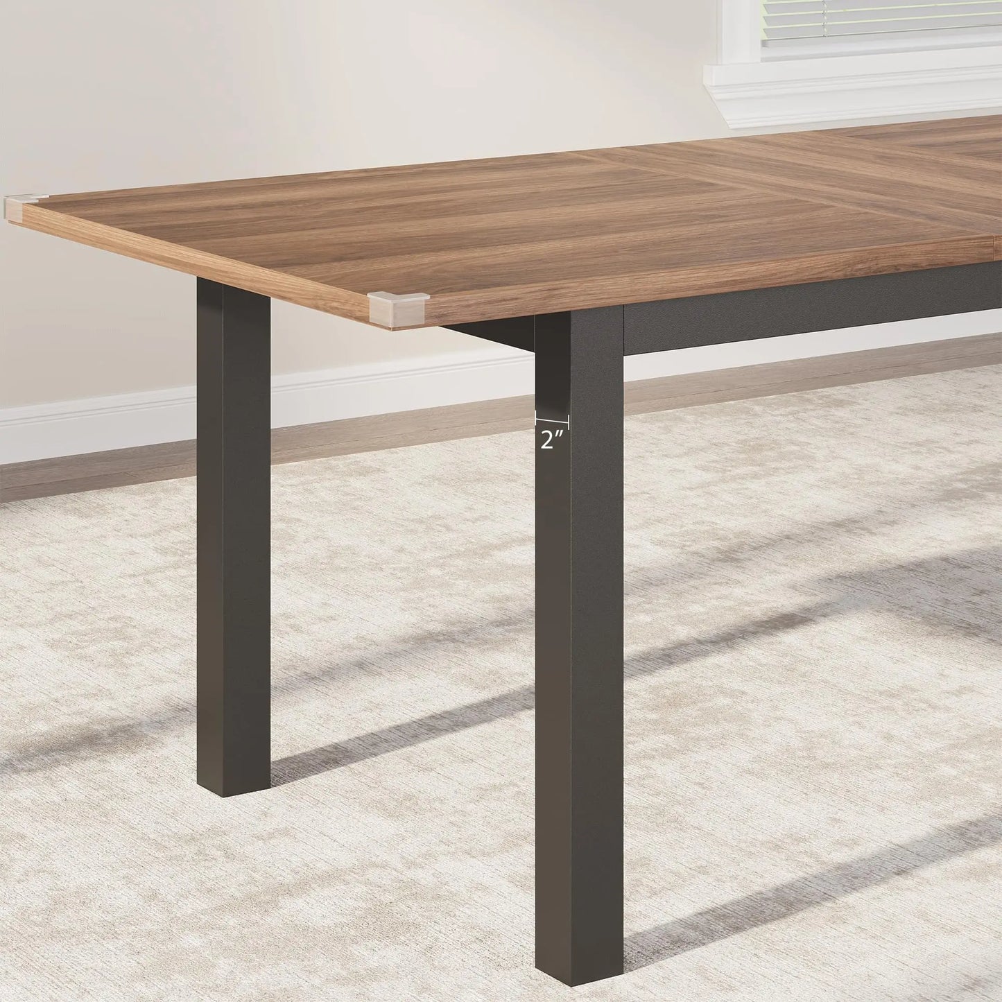 Studyset Expandable Dining Table With Industrial Metal Frame