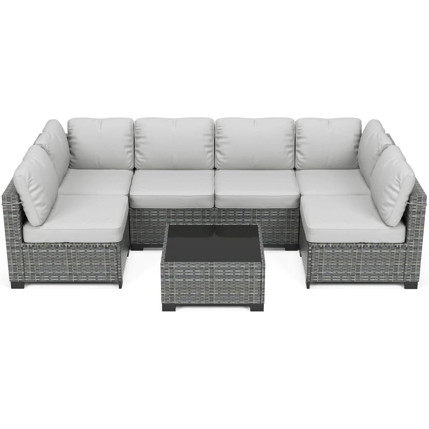 HobbyLane Seven Piece Modular Outdoor Rattan Furniture Set