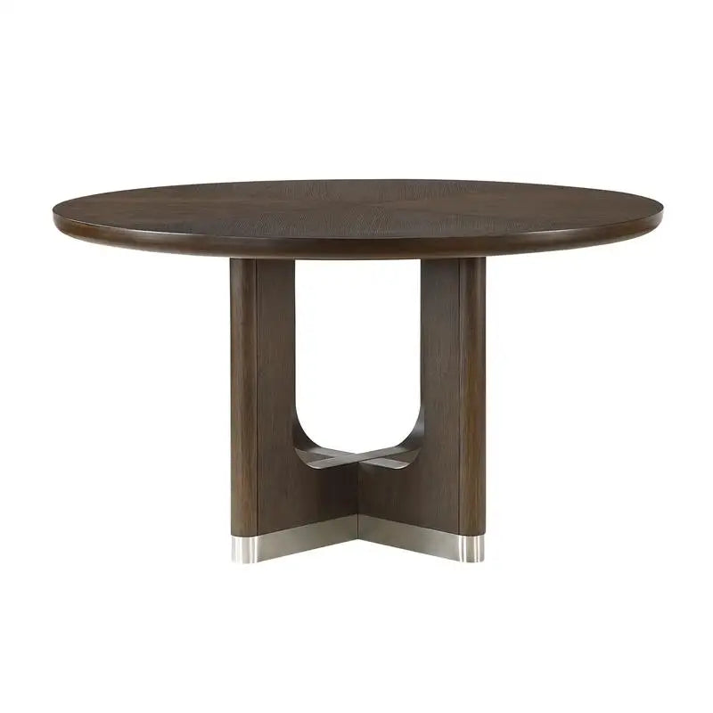 Modern 7 Piece Dining Set With Round Table Upholstered Chairs