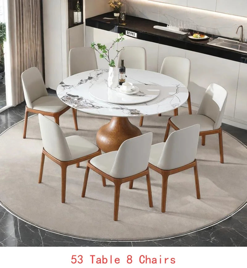 Sintered Stone Round Dining Table With Lazy Susan For Six