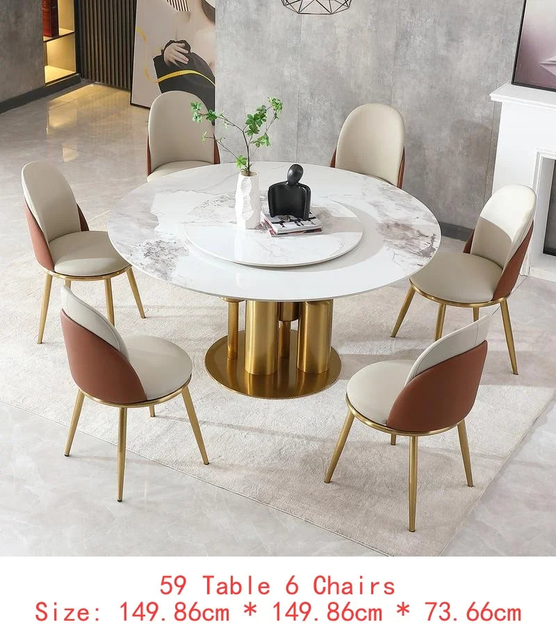 Modern Round Marble Dining Table With Lazy Susan Sintered Stone