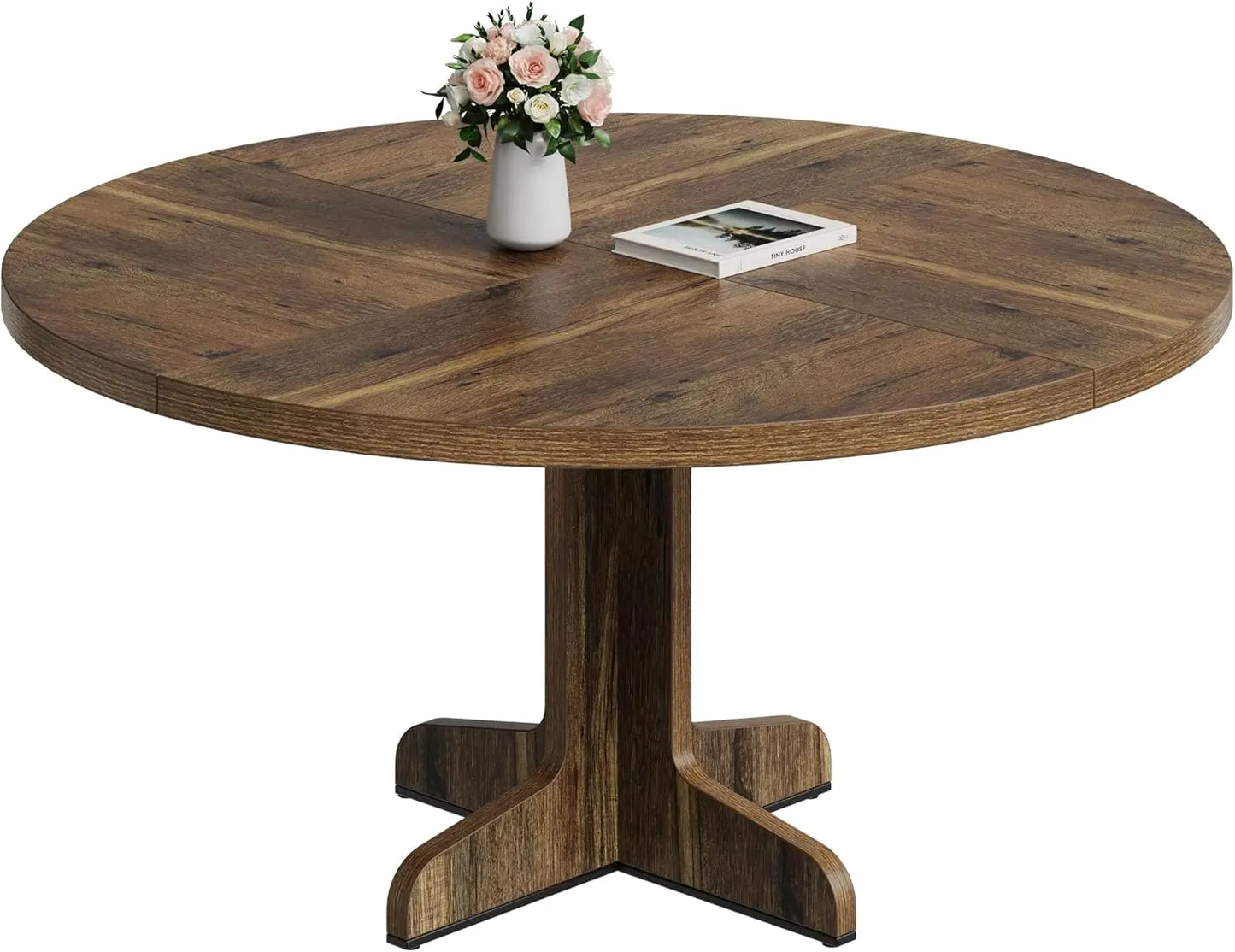 Studyset Round Farmhouse Dining Table For Four With Stable Base