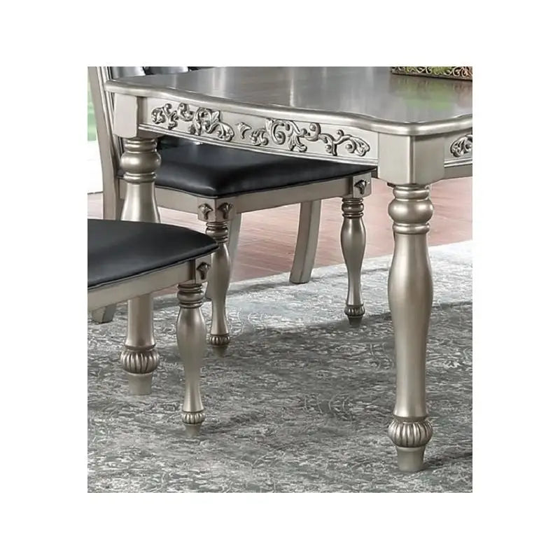 Formal Dining Table With Two Leaves Rubberwood Antique Design