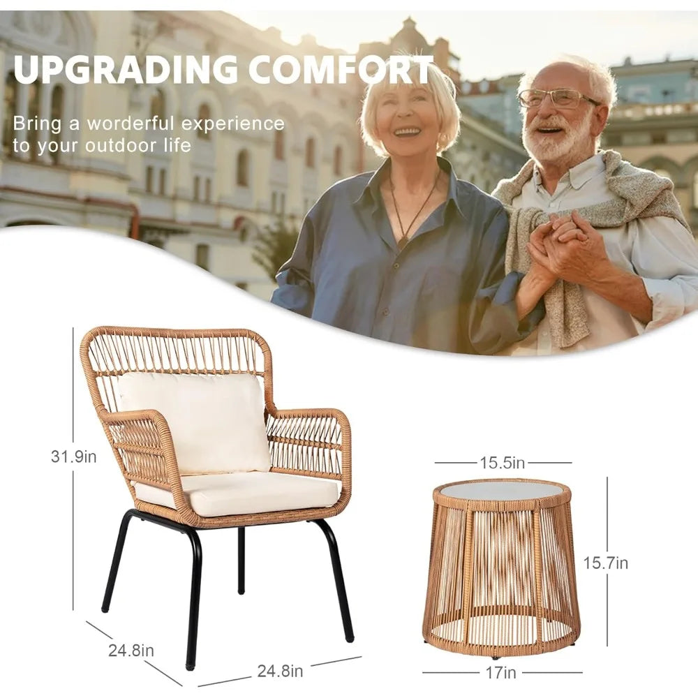 DAFIFY Outdoor Wicker Bistro Set Rattan Patio Furniture