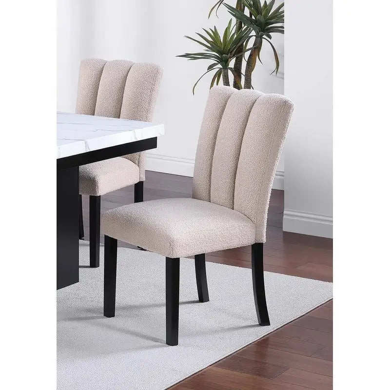 Faux Marble Top Dining Table With Six Side Chairs Set