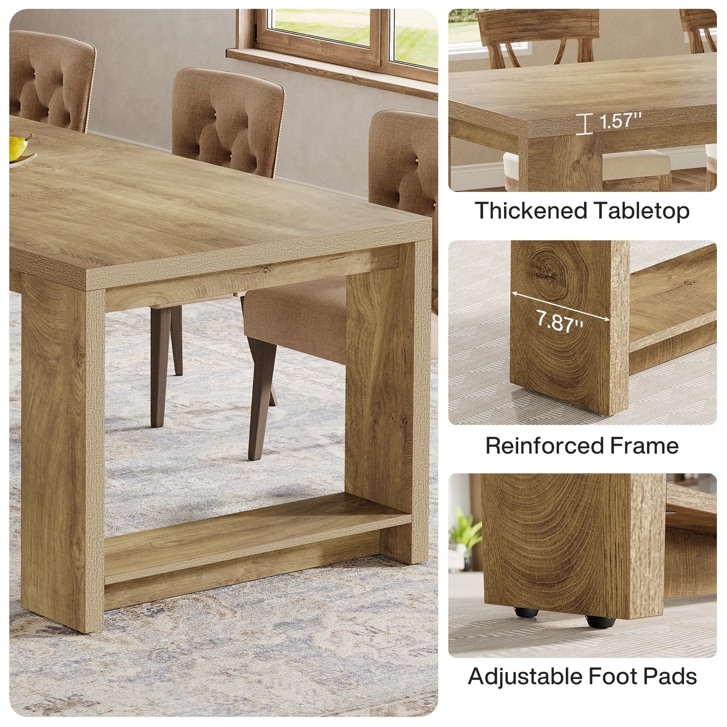 Tribesigns Modern Dining Table With Durable Pedestal Base