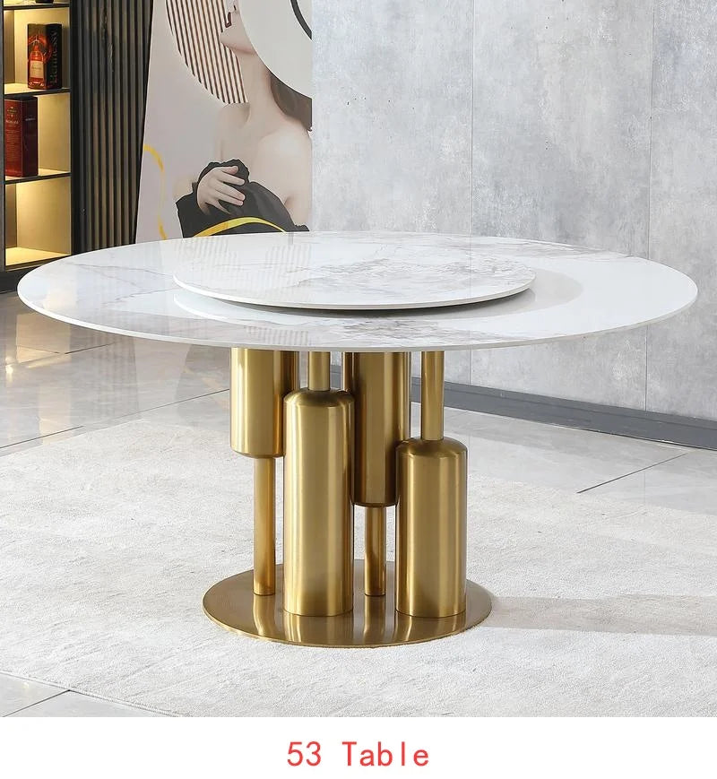 Modern Round Marble Dining Table With Lazy Susan Sintered Stone