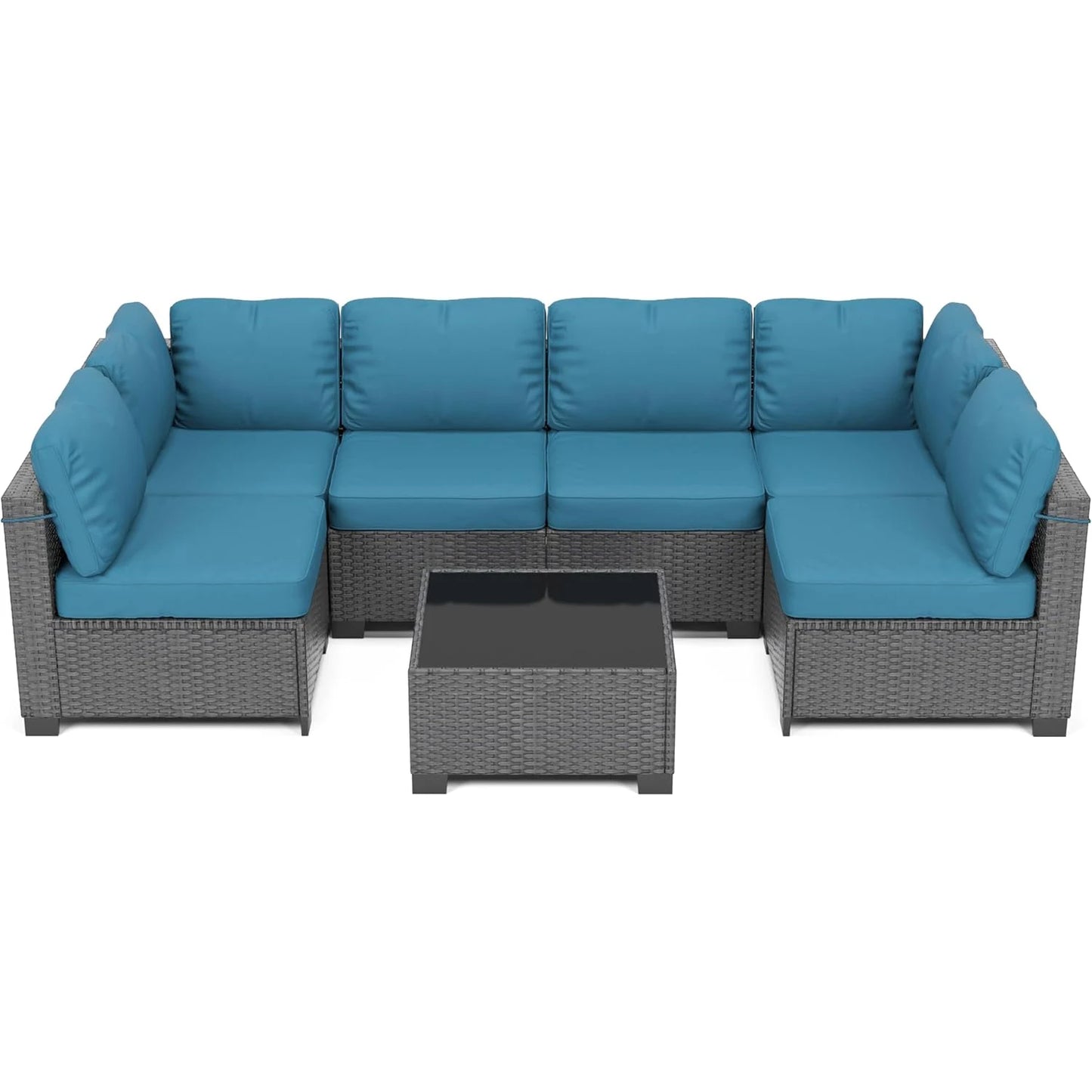 HobbyLane Seven Piece Modular Outdoor Rattan Furniture Set