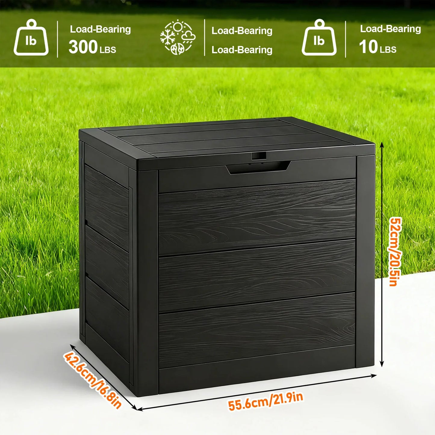 Outdoor Deck Box With Lockable Lid And Heavy Hinged Door