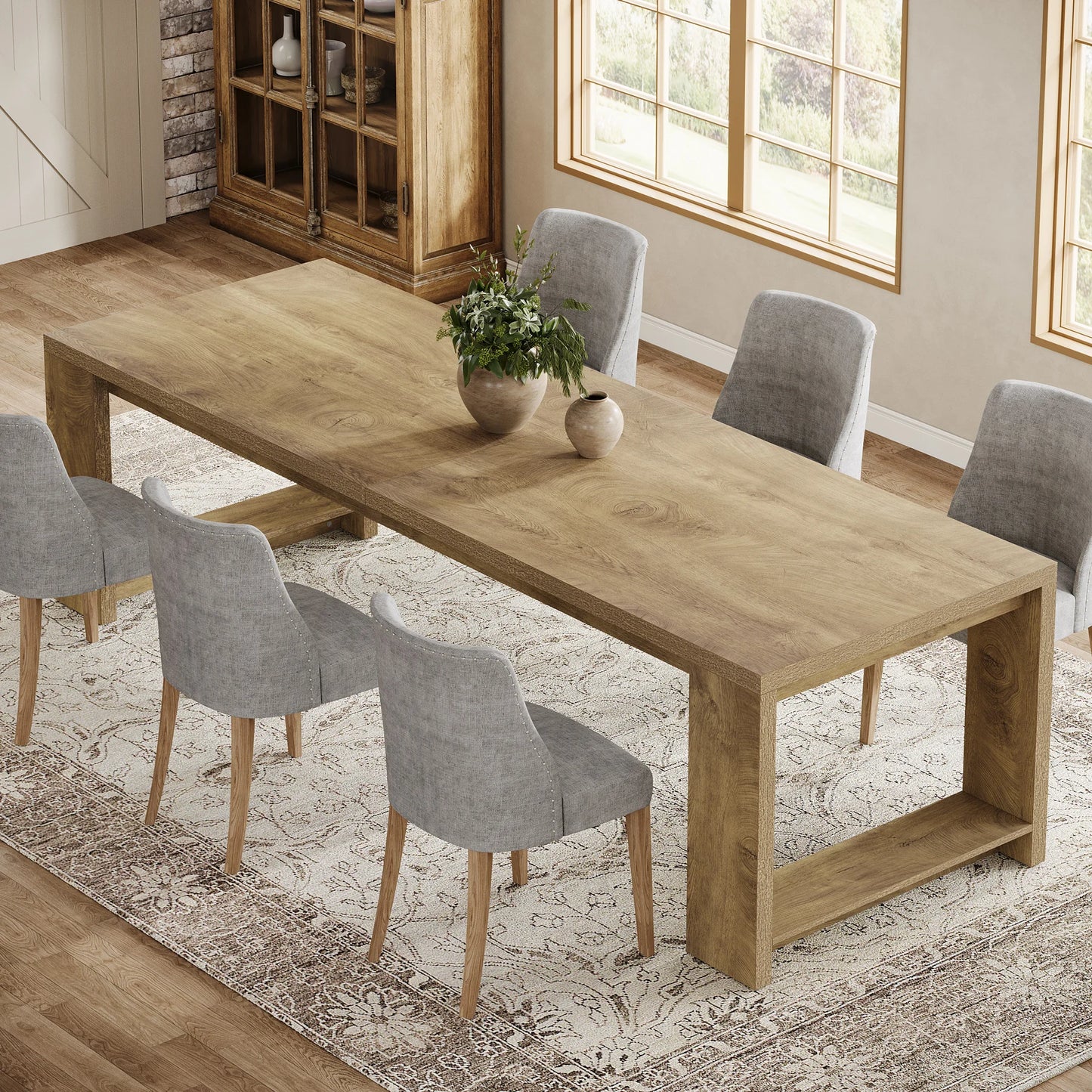 Tribesigns Modern Dining Table With Durable Pedestal Base