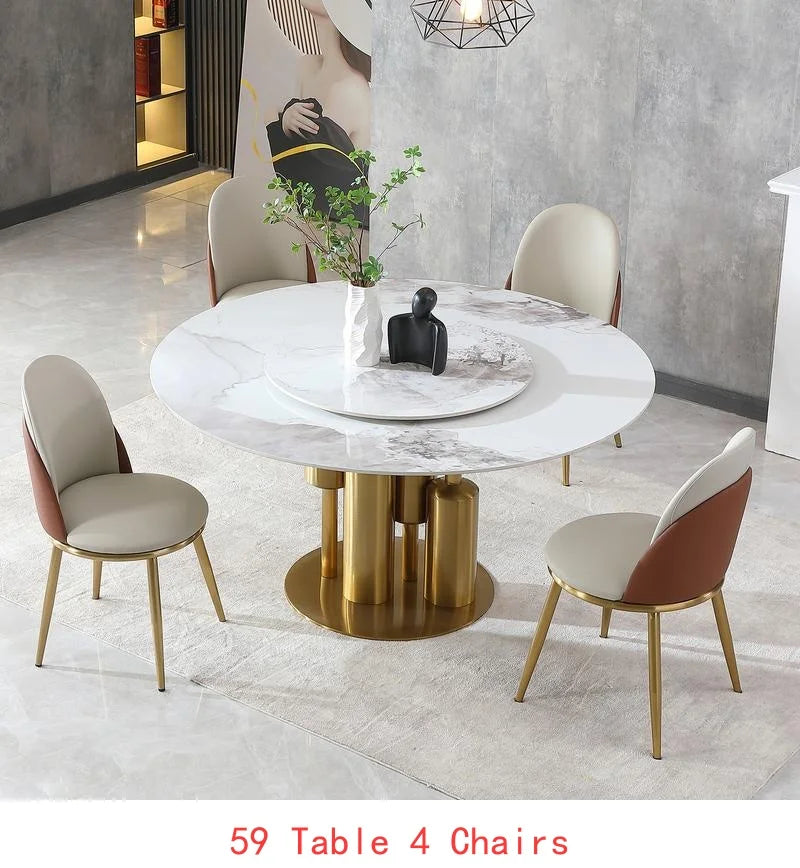 Modern Round Marble Dining Table With Lazy Susan Sintered Stone