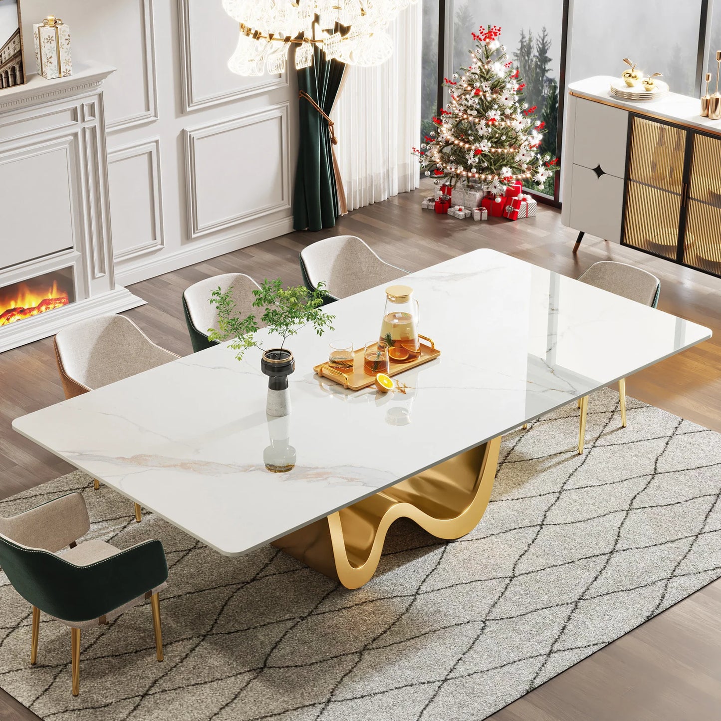 Tribesigns Sintered Stone Dining Table Modern Rectangle