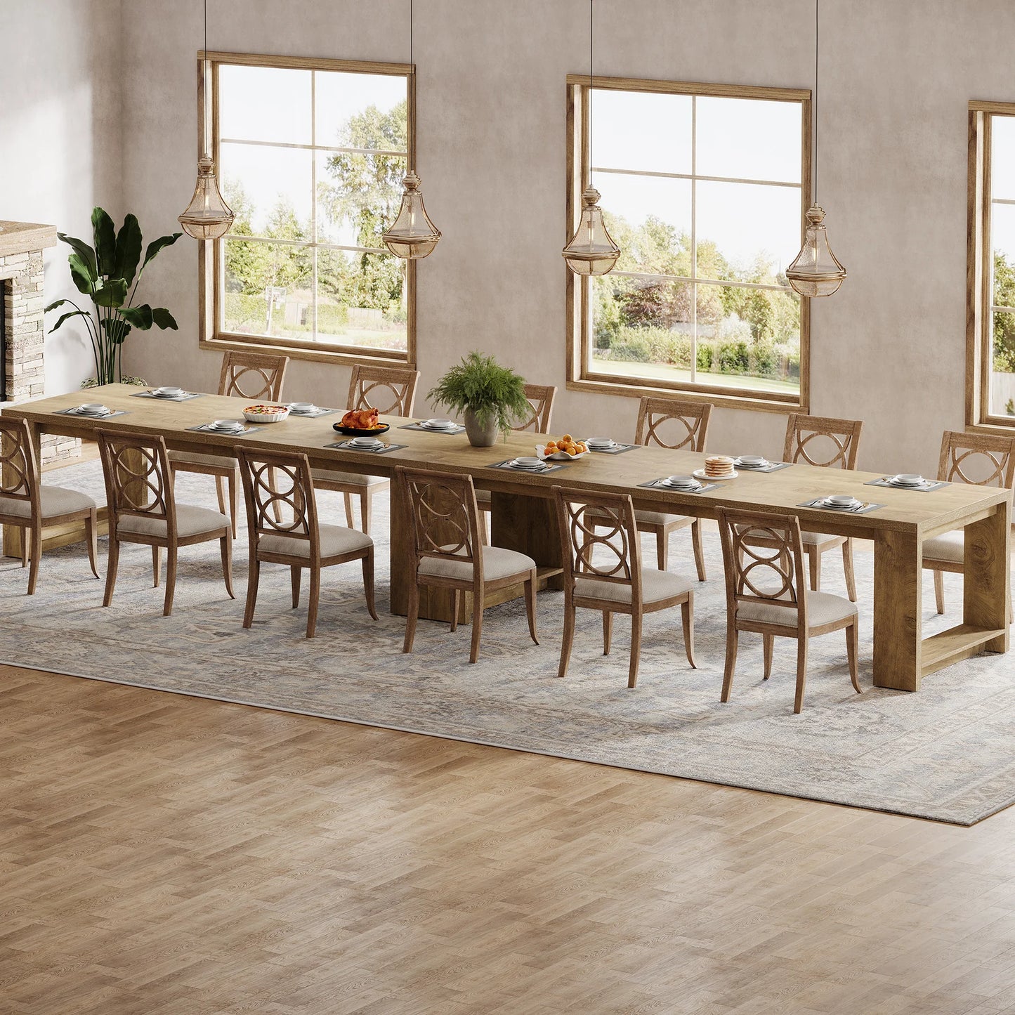 Tribesigns Modern Dining Table With Durable Pedestal Base