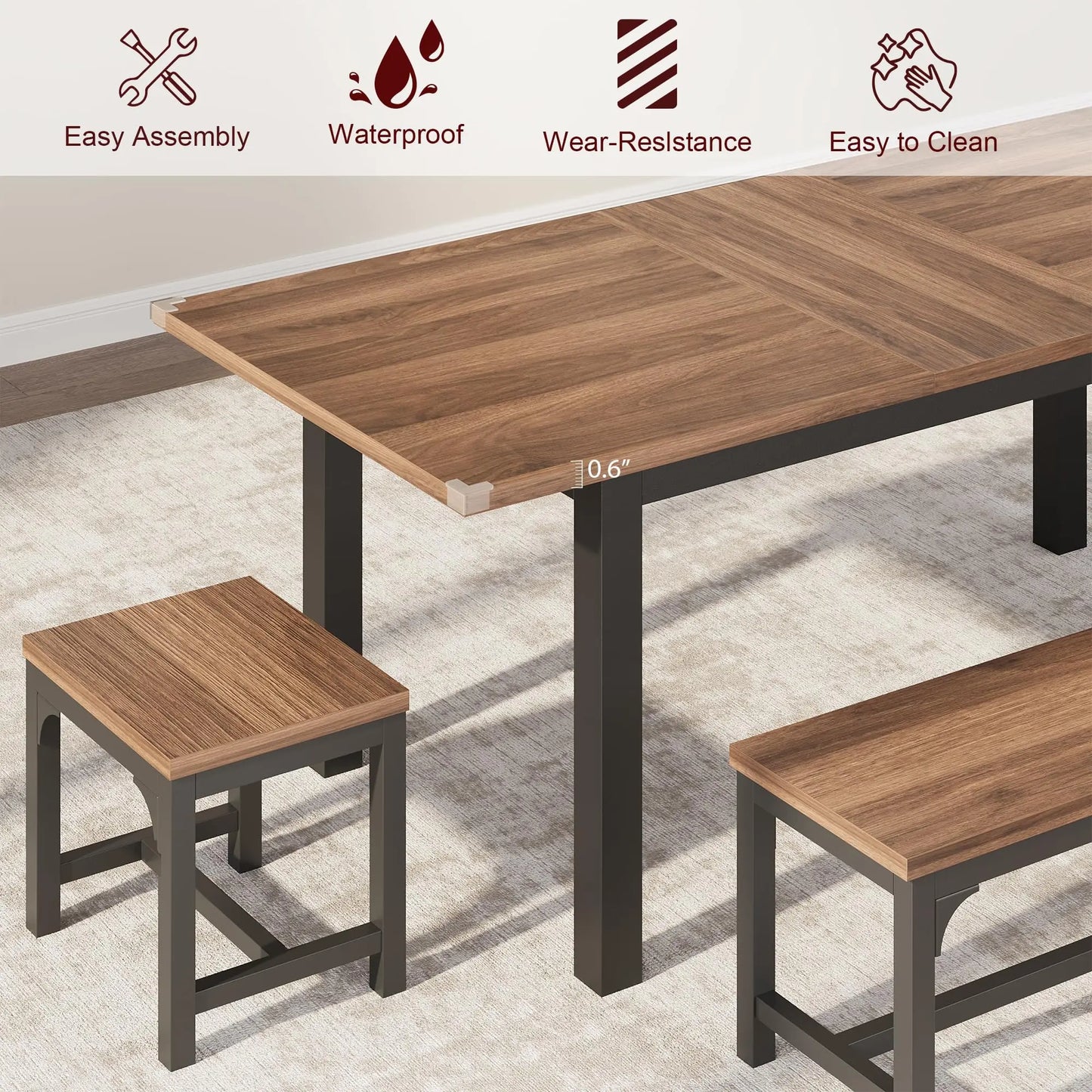 Studyset Expandable Dining Table With Industrial Metal Frame