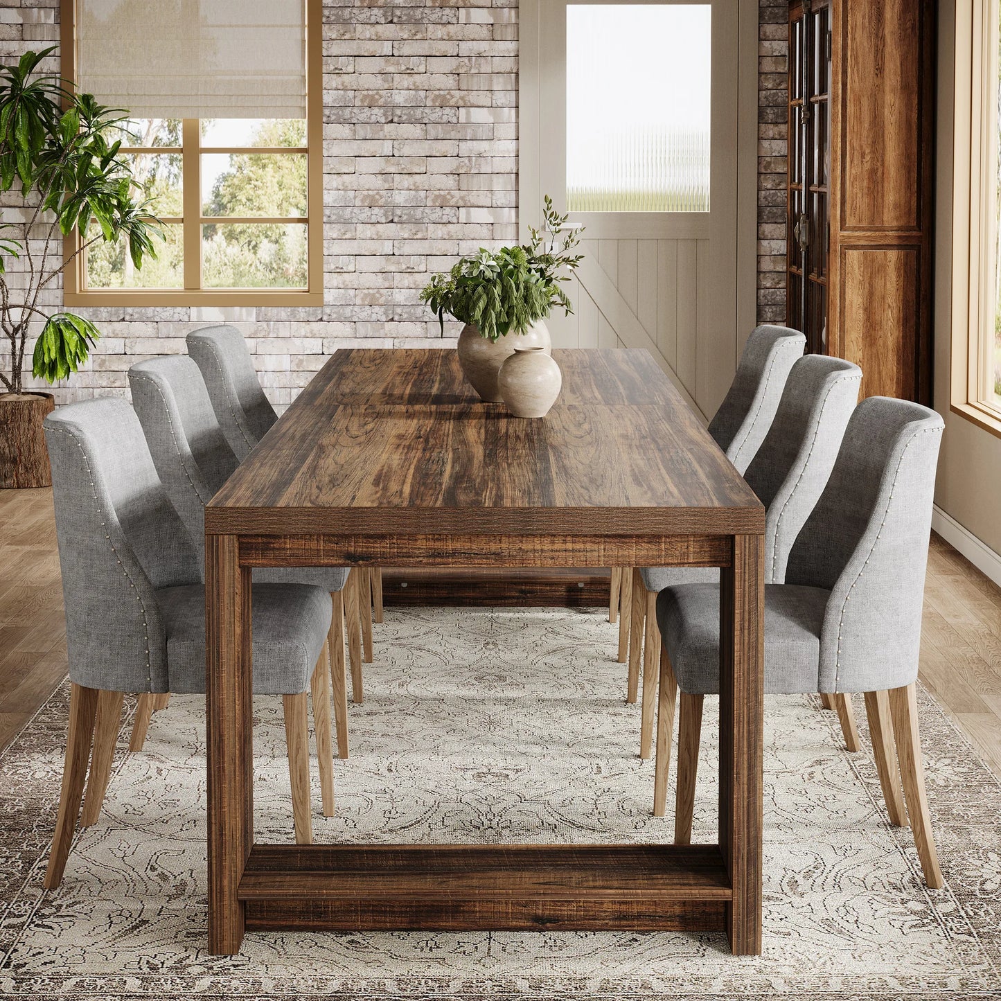 Tribesigns Modern Dining Table With Durable Pedestal Base