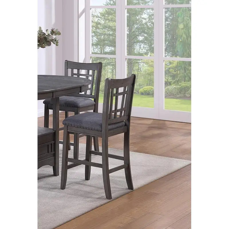Contemporary Counter Height Dining Set With Round Table And Leaf