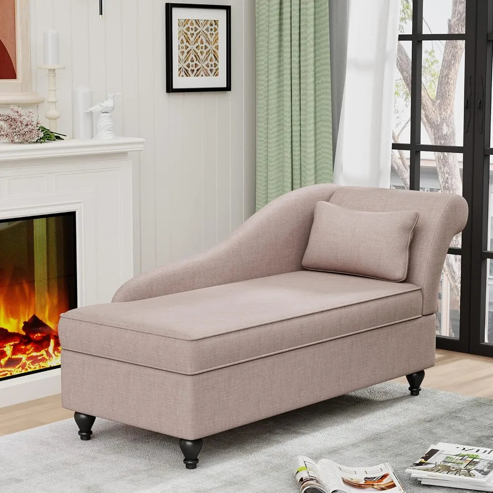 MKDK Indoor Storage Chaise Lounge Upholstered Fabric Chair Living Room