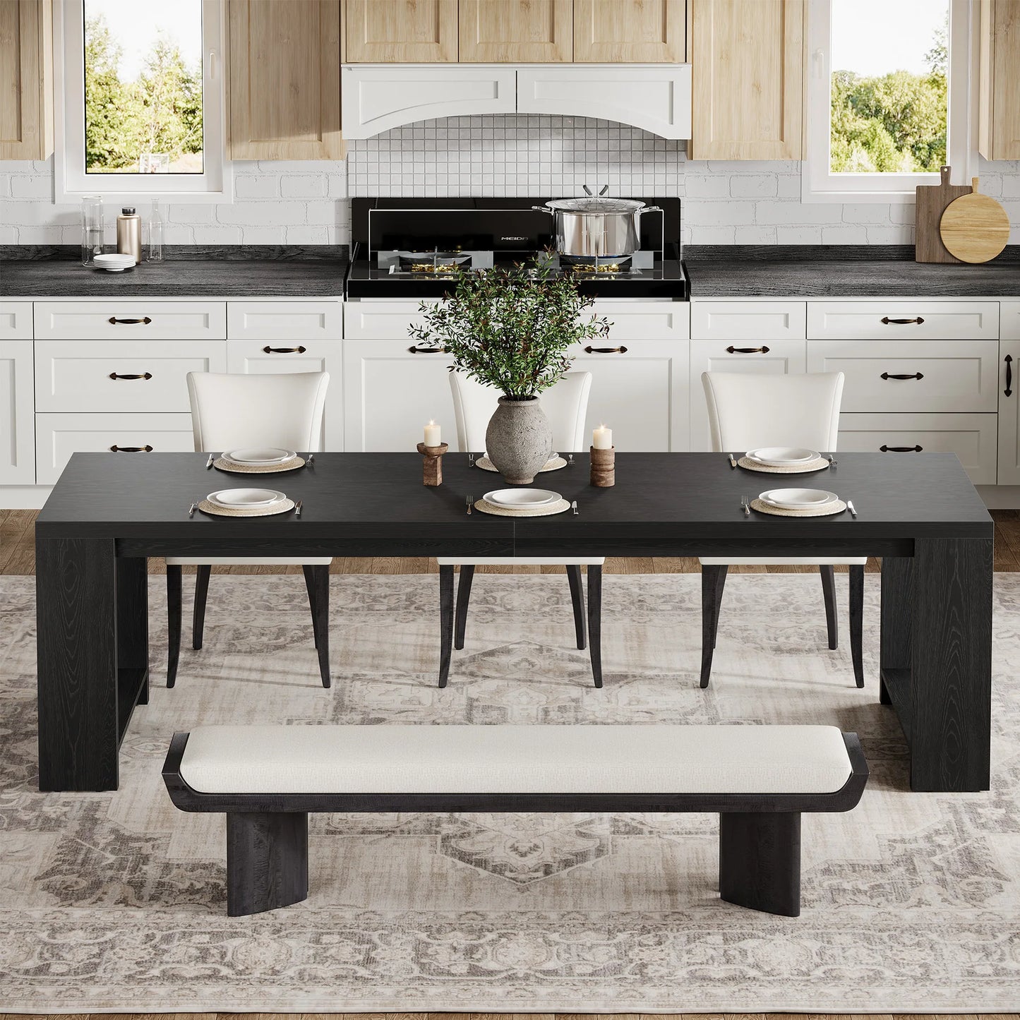 Tribesigns Modern Dining Table With Durable Pedestal Base