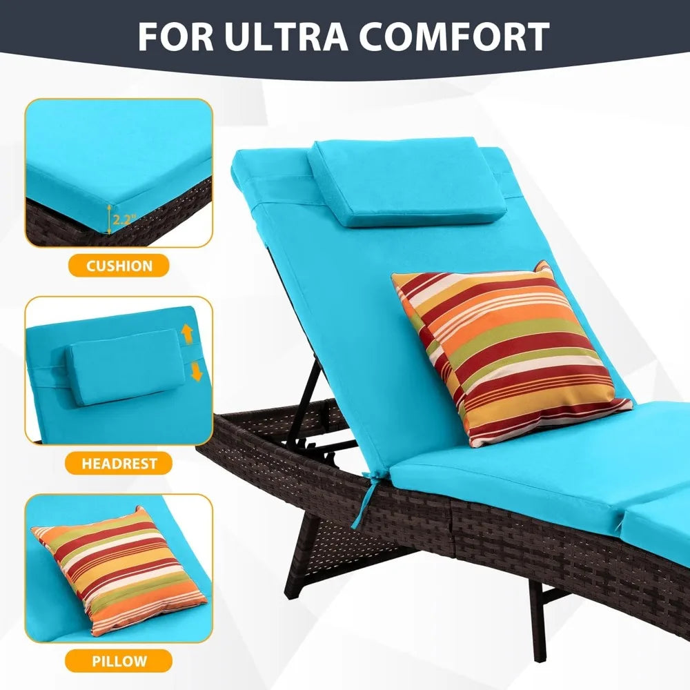 Sundale Outdoor Wicker Chaise Lounge Chair Set of 2