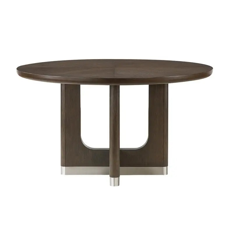 Modern 7 Piece Dining Set With Round Table Upholstered Chairs