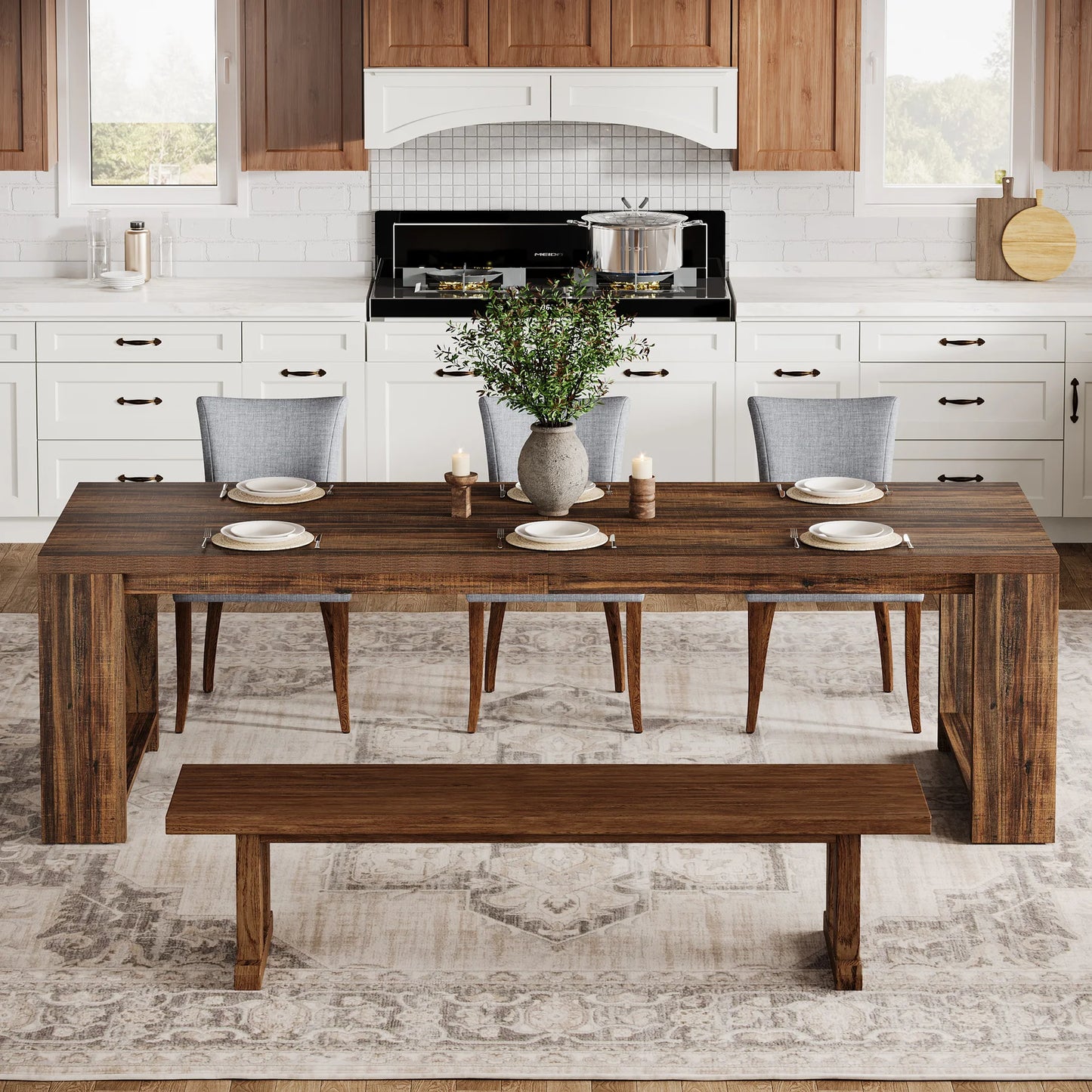 Tribesigns Modern Dining Table With Durable Pedestal Base